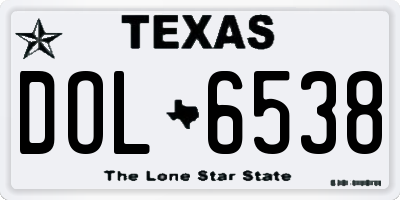 TX license plate DOL6538