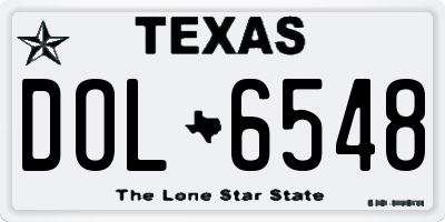 TX license plate DOL6548