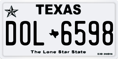 TX license plate DOL6598