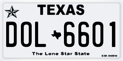 TX license plate DOL6601