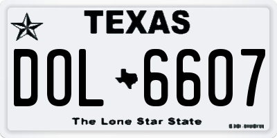 TX license plate DOL6607