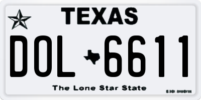 TX license plate DOL6611