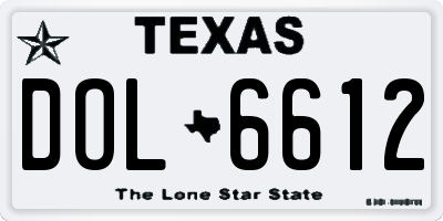 TX license plate DOL6612