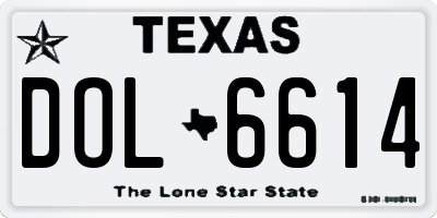 TX license plate DOL6614