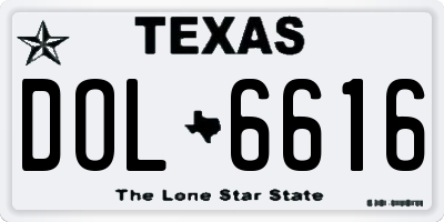 TX license plate DOL6616