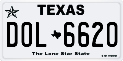 TX license plate DOL6620