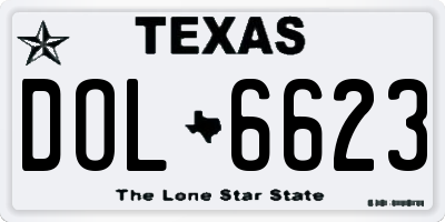 TX license plate DOL6623