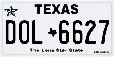 TX license plate DOL6627
