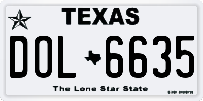 TX license plate DOL6635