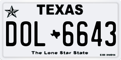 TX license plate DOL6643