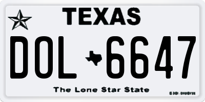 TX license plate DOL6647