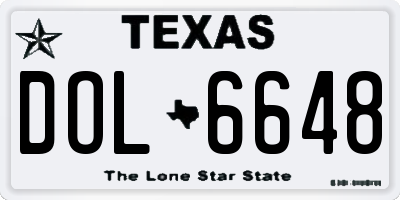 TX license plate DOL6648