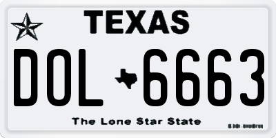 TX license plate DOL6663