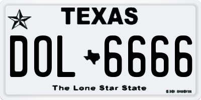 TX license plate DOL6666