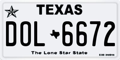 TX license plate DOL6672