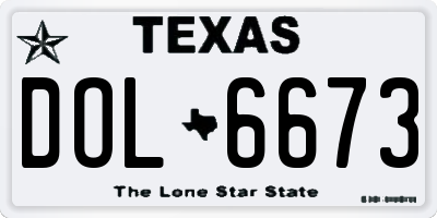TX license plate DOL6673