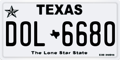 TX license plate DOL6680