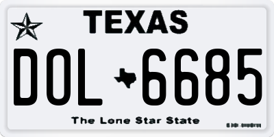 TX license plate DOL6685
