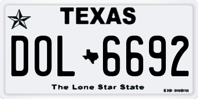 TX license plate DOL6692