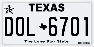 TX license plate DOL6701