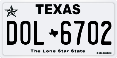 TX license plate DOL6702