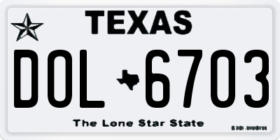 TX license plate DOL6703