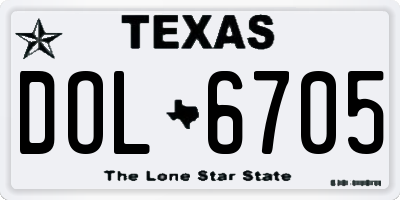 TX license plate DOL6705