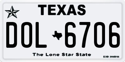 TX license plate DOL6706