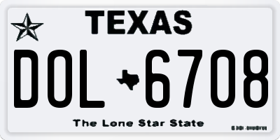 TX license plate DOL6708