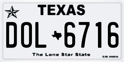 TX license plate DOL6716