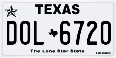 TX license plate DOL6720