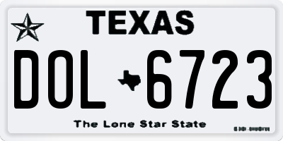 TX license plate DOL6723