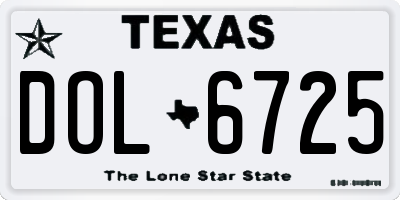 TX license plate DOL6725
