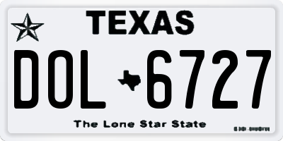 TX license plate DOL6727