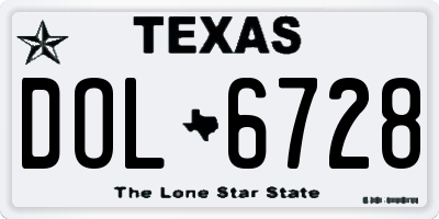TX license plate DOL6728