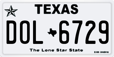 TX license plate DOL6729