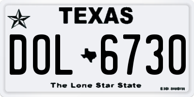 TX license plate DOL6730