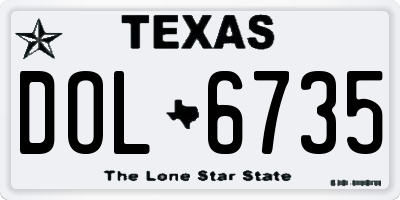 TX license plate DOL6735