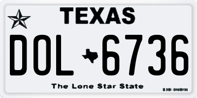 TX license plate DOL6736