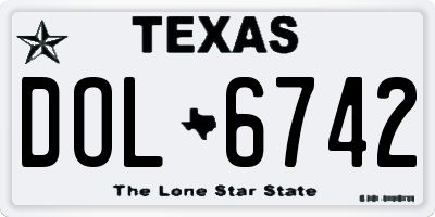 TX license plate DOL6742