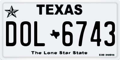 TX license plate DOL6743