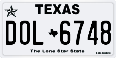 TX license plate DOL6748