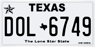 TX license plate DOL6749