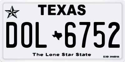 TX license plate DOL6752