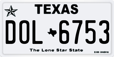 TX license plate DOL6753