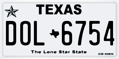 TX license plate DOL6754