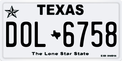 TX license plate DOL6758