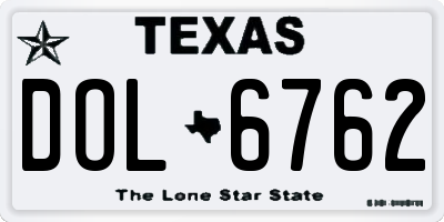 TX license plate DOL6762