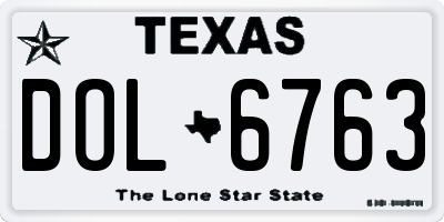 TX license plate DOL6763