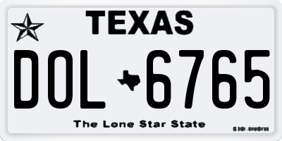 TX license plate DOL6765